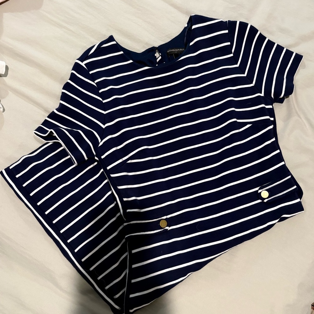 Banana Republic Navy and White Striped dress